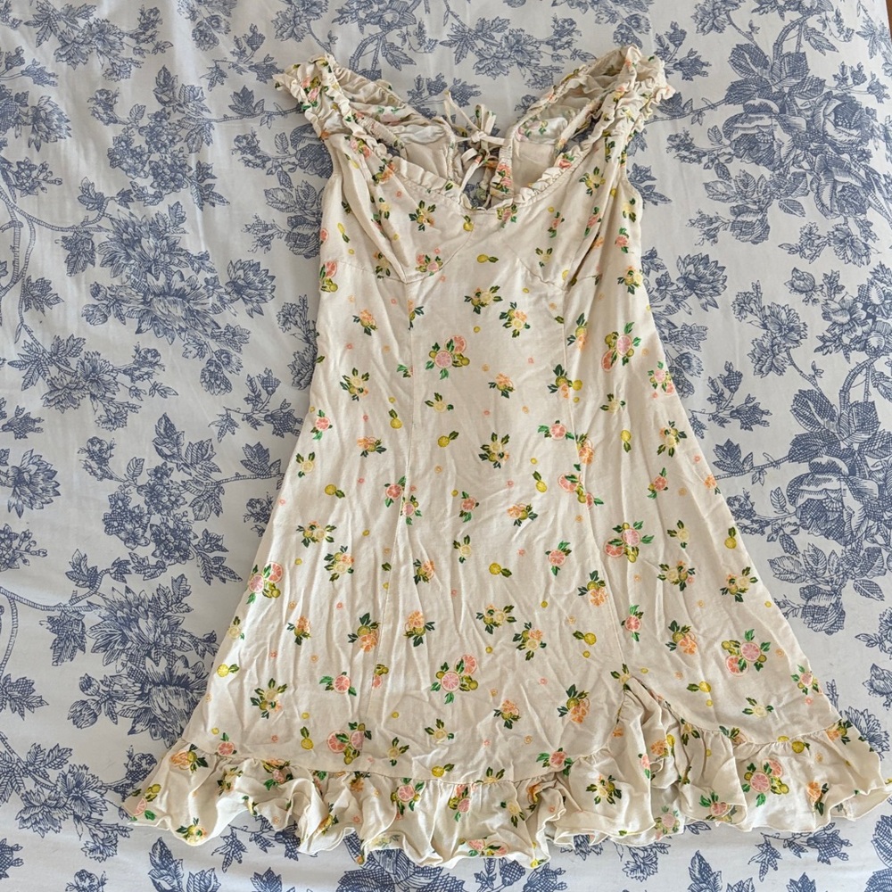 Free People Cream Floral Mini Dress